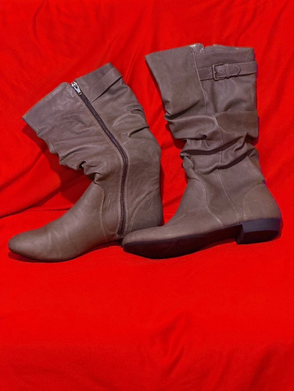Lower East Side Grey Taupe Slouchy Tall Flat Boots Women's Size 13